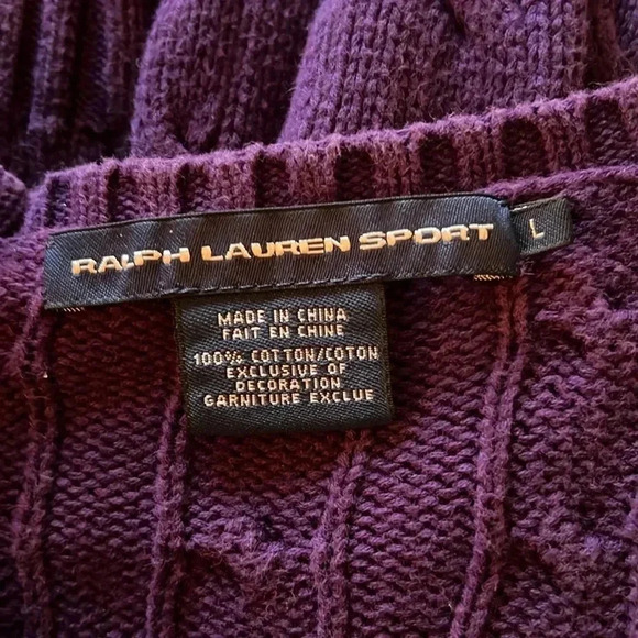 Ralph Lauren Sport Women’s 100% Cotton Cable Knit Deep Purple Sweater Jumper L - Picture 10 of 16
